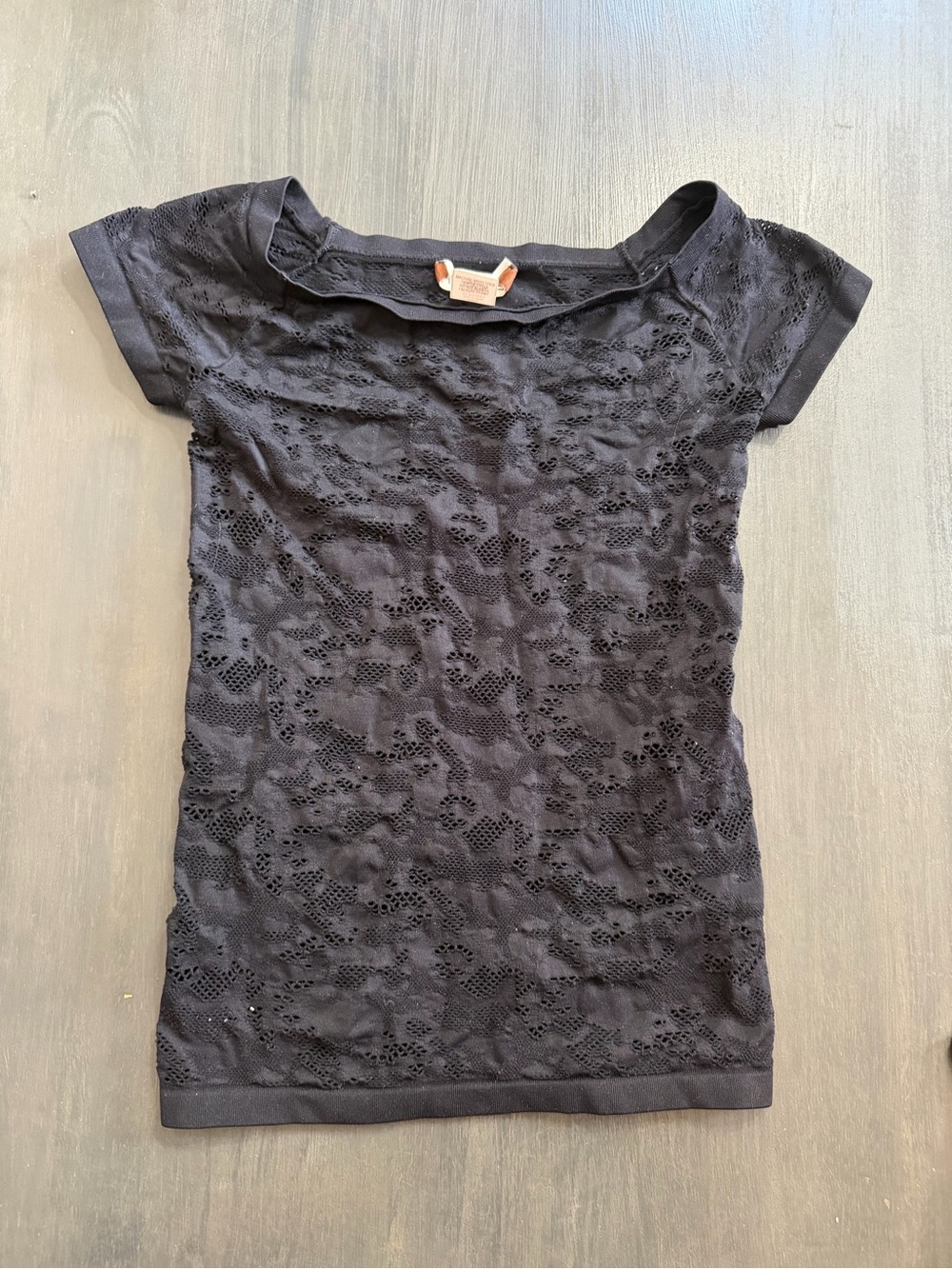 Arden Black Seamless Lace Fitted Top M/L